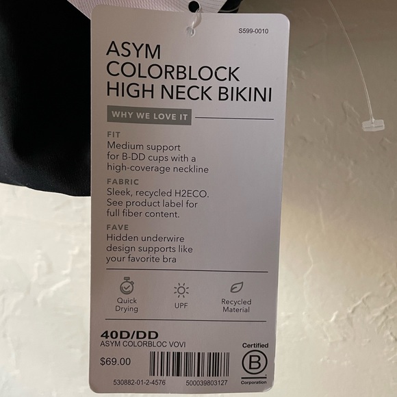🆕 Athleta Asym Colorblock High Neck Bikini Top | 40D/DD - Picture 4 of 6